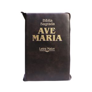 BÍBLIA AVE MARIA ZÍPER LETRA MAIOR - MARROM